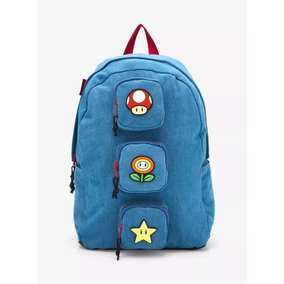 Nintendo Super Mario Bros. Icons Denim Multi-Pocket Backpack - Picture 2 of 5